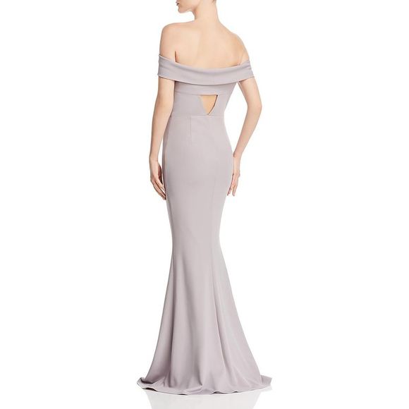 Katie May Womens Legacy 2 Gray Off-the-Shoulder Formal Evening Dress Gown - Picture 2 of 3